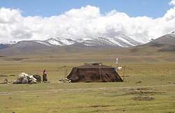 Pastoral nomads camping near Namtso.