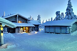 Civil polar twilight in Ruka, Finland at noon in December