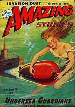 Bradbury's "Undersea Guardians" was the cover story for the December 1944 issue of Amazing Stories.