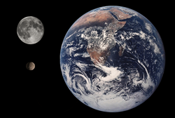 Quaoar compared to the Earth and the Moon