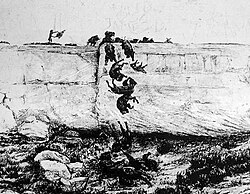 Illustration of a buffalo jump