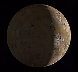 Io as seen by JunoCam on 3 February 2024. Its night side is illuminated by the reflected sunlight from Jupiter.