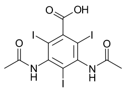 Diatrizoic acid, an iodine-containing radiocontrast agent