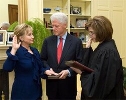 Hillary Clinton was sworn in as Secretary of State by Associate Judge Kathryn Oberly on January 21, 2009.