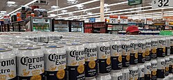 Cans of beer in a Mexican supermarket