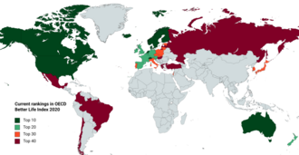 Current rankings in OECD Better Life Index (2020)