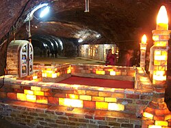 A small mosque made of salt bricks inside the Khewra Salt Mines complex