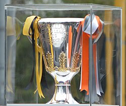 The AFL Premiership Cup on display at the 2019 AFL Grand Final parade