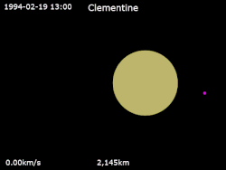 Animation of Clementine's trajectory around the Moon from February 19, 1994 to May 3, 1994 Clementine · Moon