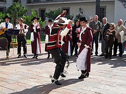 A couple dancing Cueca at Palacio de La Moneda during El Dieciocho