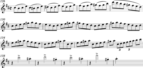 Brahms Symphony No. 2, finale, bars 126-142