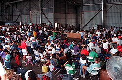 Evacuees from Mount Pinatubo at Andersen Air Force Base in Guam