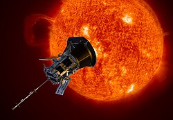 Artist's rendition of the Parker Solar Probe approaching the Sun