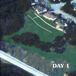 Animation of a landslide in San Mateo County, California in the United States