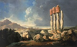 A View of the Monuments of Easter Island, Rapanui, c. 1775–1776 by William Hodges.[37]