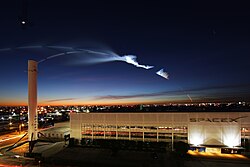 SpaceX office in Hawthorne, California, during a Falcon 9 launch from Vandenberg Space Force Base