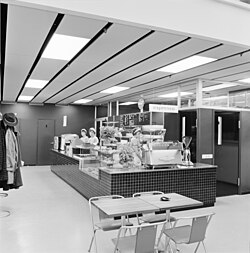 The counter of a café at the new (in 1961) Centrum department store in Tampere, Finland
