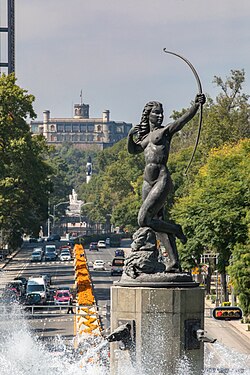 Fuente de la Diana Cazadora (1938–1942) in bronze at Paseo de la Reforma, Mexico City