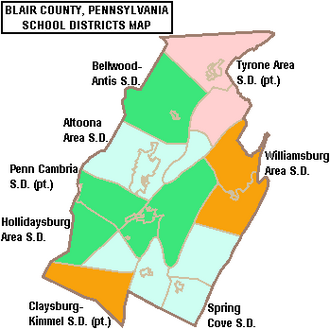 Map of Blair County, Pennsylvania School Districts