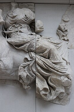 Eos riding sidesaddle, detail of the Gigantomachy frieze, Pergamon Altar, Pergamon museum, Berlin