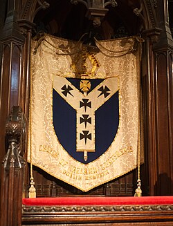 Standard of the Diocese of Dublin and Glendalough at the Archbishop's throne in Christ Church Cathedral