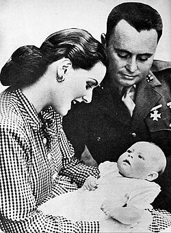O'Hara and her husband director Will Price and baby Bronwyn in 1944