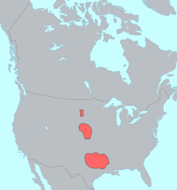 Approximate distribution of Caddoan-speakers in the early 19th century