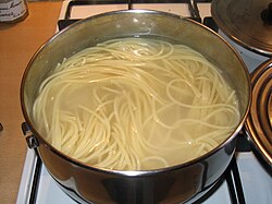 Water can be used to cook foods such as noodles.