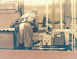 An M55 rocket being destroyed in 1990