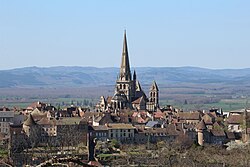 Autun Cathedral in France, overlooking the Morvan, one of the city's main tourist sights.