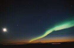 Moon and aurora