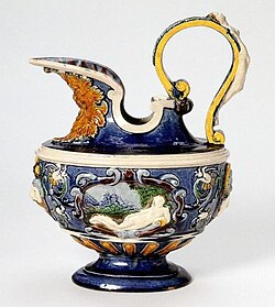 Ewer, 1580–1600, by follower of Bernard Palissy, Victoria and Albert Museum, no. 7178-1860