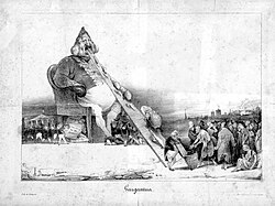 "Gargantua", a cartoon critical of King Louis Philippe I, led to the imprisonment of its author, Honoré Daumier.
