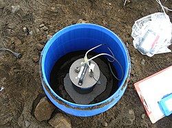Installation for a temporary seismic station, north Iceland highland.