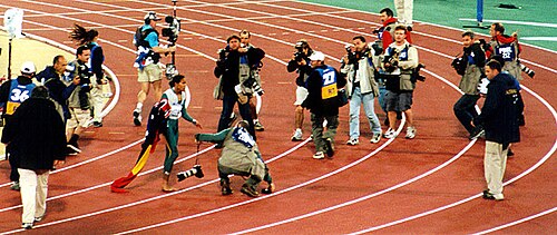 Cathy Freeman after the 400-metre final
