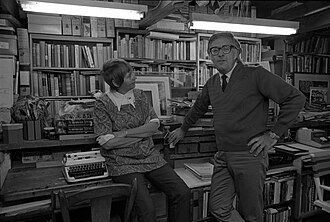 Ray and Maggie Bradbury in their Los Angeles home and Ray's office in 1970. The office is recreated in the Ray Bradbury Center in Indianapolis.