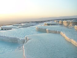 Travertine terraces in Pamukkale, Turkey