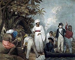 William Bligh overseeing the transplantation of breadfruit trees from Tahiti