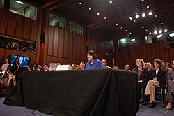 Sotomayor before the Senate Judiciary Committee for the first day of hearings on July 13, 2009