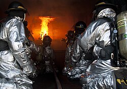 Firefighters perform flashover training to enhance their understanding and response skills