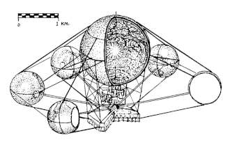 Proposed interstellar vessel based on Gerard K. O'Neill's Island One version of Bernal sphere space habitat