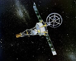 Artist's impression of Mariner 2, the first successful interplanetary spacecraft