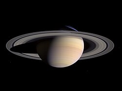 Figure 4: Saturn's rings are inside the orbits of its principal moons. Tidal forces oppose gravitational coalescence of the material in the rings to form moons.[11]