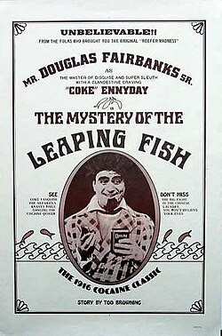 Reissued film poster for 1916 "cocaine comedy" The Mystery of the Leaping Fish