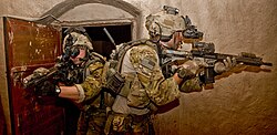 U.S. Army Rangers taking part in a raid during an operation in Nahr-e Saraj, Afghanistan
