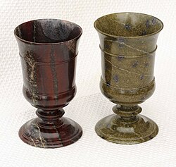 Drinking cups, examples of serpentinite-turning from Zöblitz in the Erzgebirgskreis