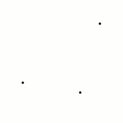 Animation of three points or bodies attracting to each other