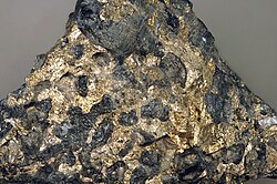Sulfidic serpentinite (platinum-palladium ore) from Stillwater Mine, Beartooth Mountains, Montana, USA