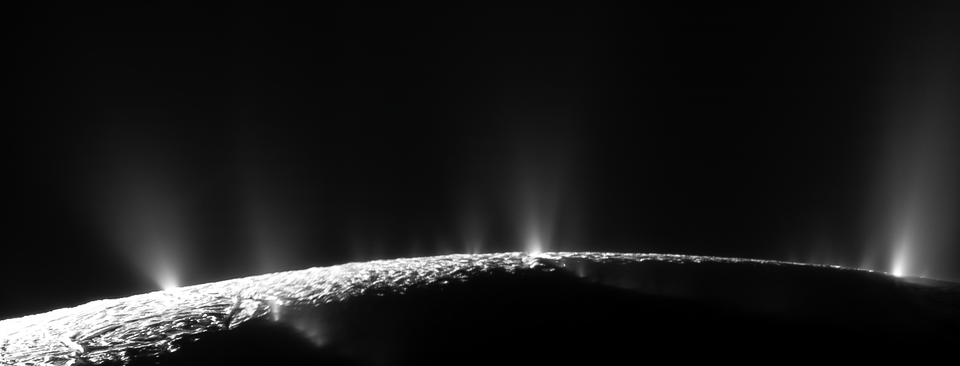 A panorama of Enceladus's plumes taken by the Cassini spacecraft