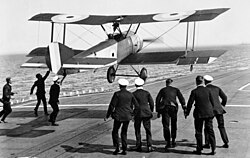 Edwin Dunning landing a Sopwith Pup on HMS Furious in 1917